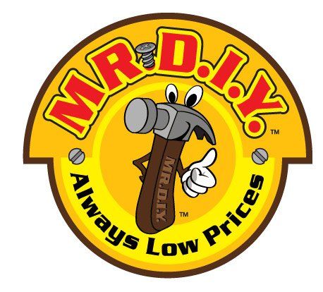 Mr. D’s logo with a smiling hammer mascot and the words “Always Low Prices” on a yellow circle
