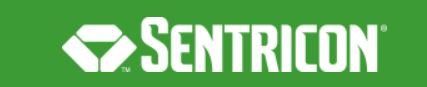 Sentricon logo on a green background, featuring white text and a diamond-shaped graphic.