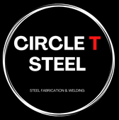 Circle T Steel logo with white text on a black circle and red T, reading “Steel Fabrication & Welding.”