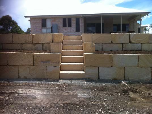 large stone tiered wall
