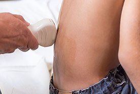 Ultrasound treatment in progress