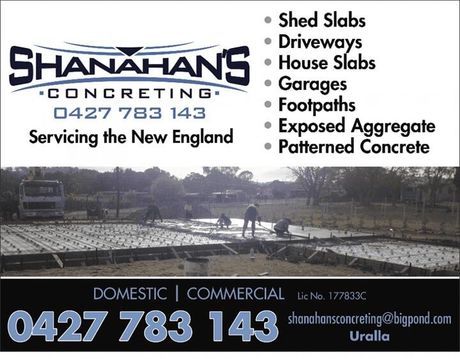 Concreting Services — Shanahan's Concreting in Uralla, NSW Concreting Services — Shanahan's Concreting in Uralla, NSW
