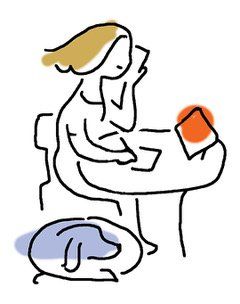 Cartoon image of woman talking on phone