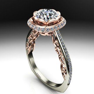 An engagement ring with a diamond in the center
