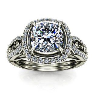 A white gold ring with a diamond in the center