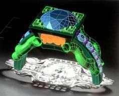 A 3d model of a diamond ring on a black background.