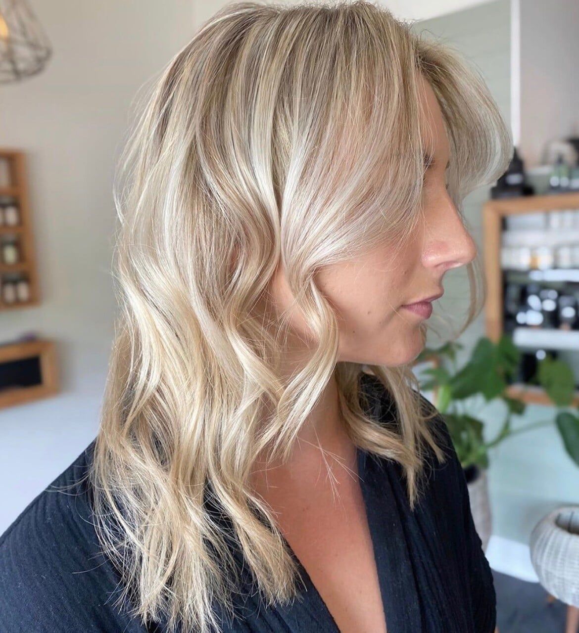 Blonde curls hair — Hairdressers Central Coast in Forresters Beach, NSW