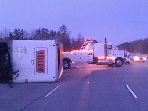 Towing White Truck — Charlotte, NC — Bradley’s Truck Service Towing White Truck — Charlotte, NC — Bradley’s Truck Service