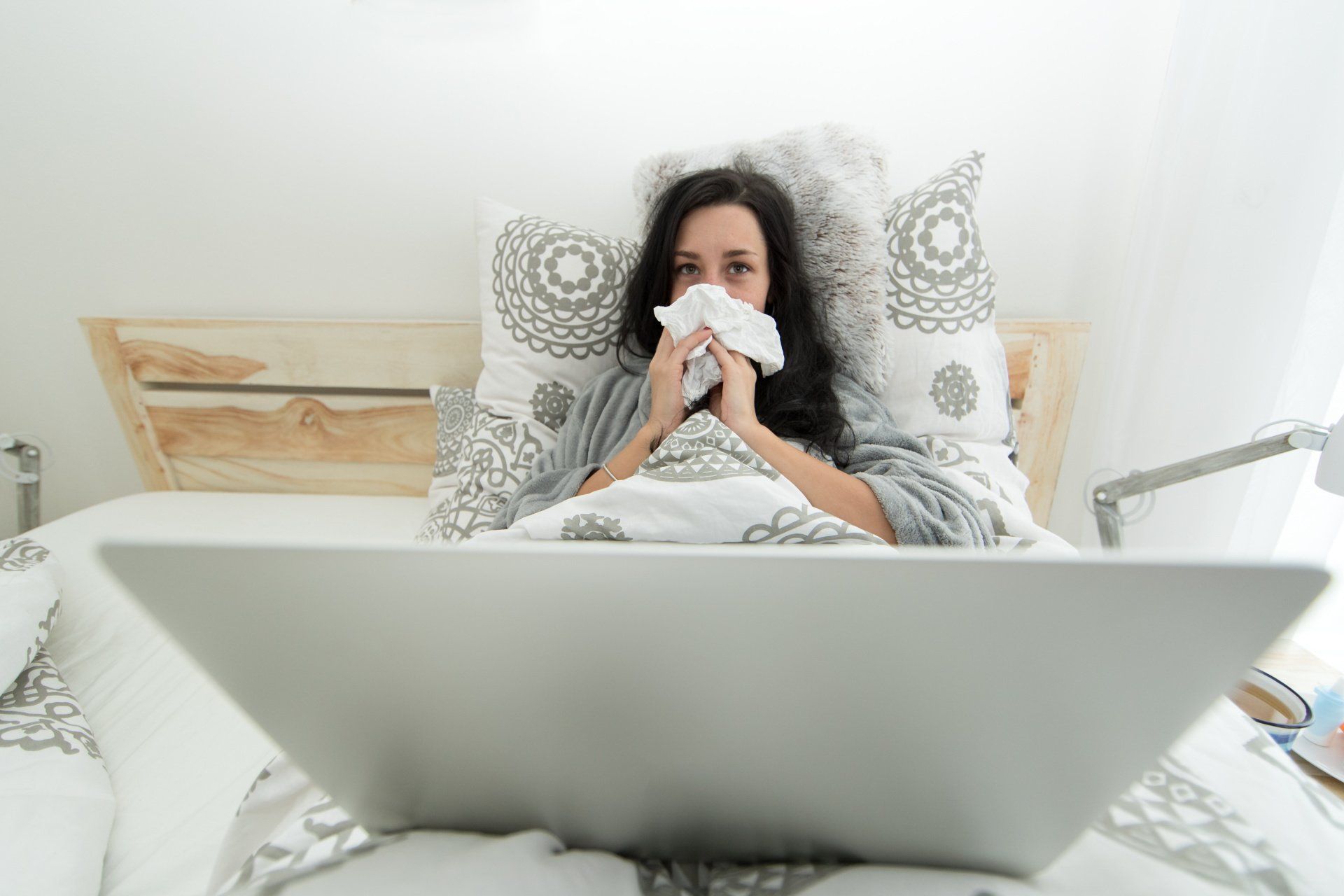 Sick Patient Using Telehealth