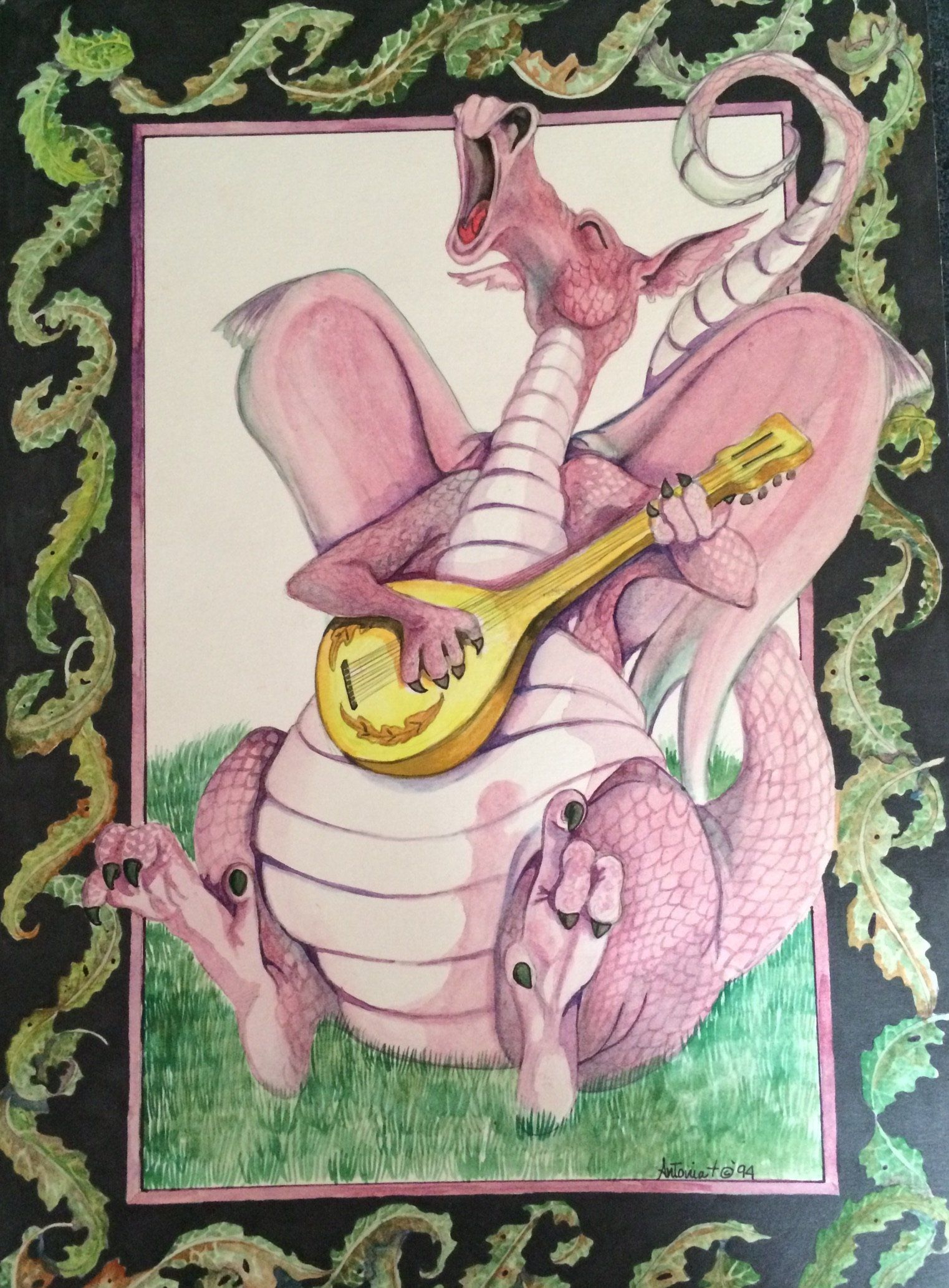 What could be more cheerful than a purple dragon playing a lute. Michael Kroth Profound Living