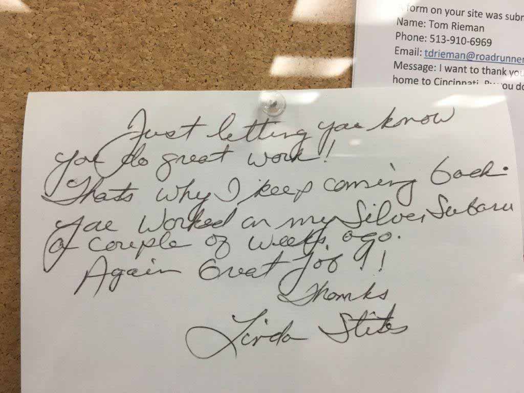 Auto Repairs — Customer Recommendation Letter in Traverse City, MI