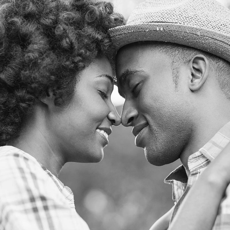 couple touching foreheads