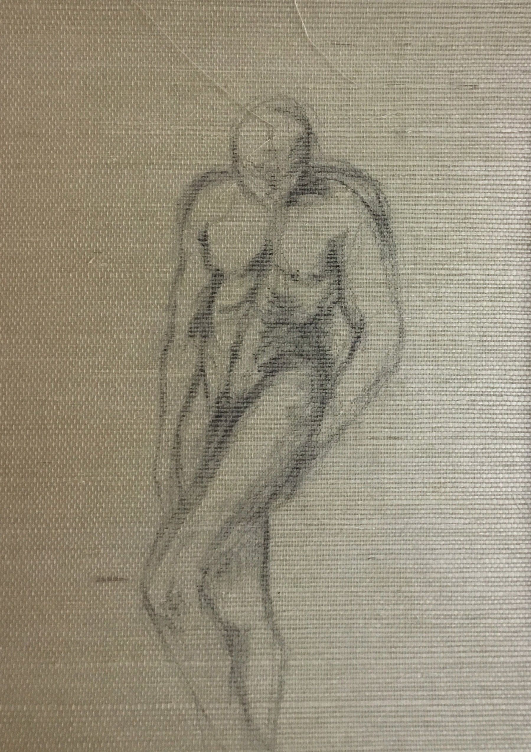 male pose chalk drawing on paper by art by k2