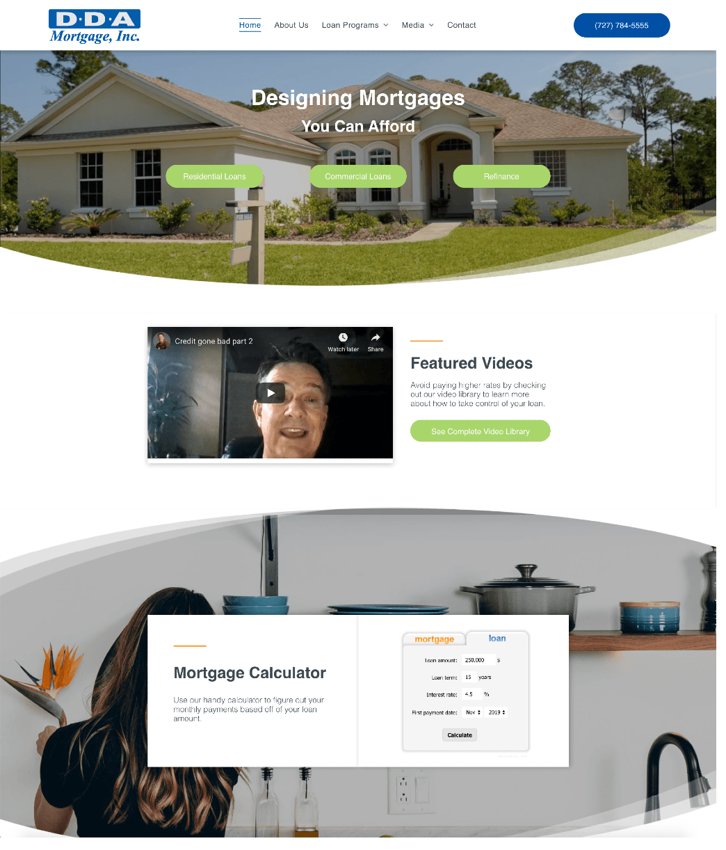 A screenshot of a website for designing mortgages.