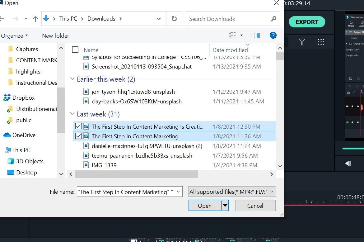 A computer screen shows a list of files in a folder.