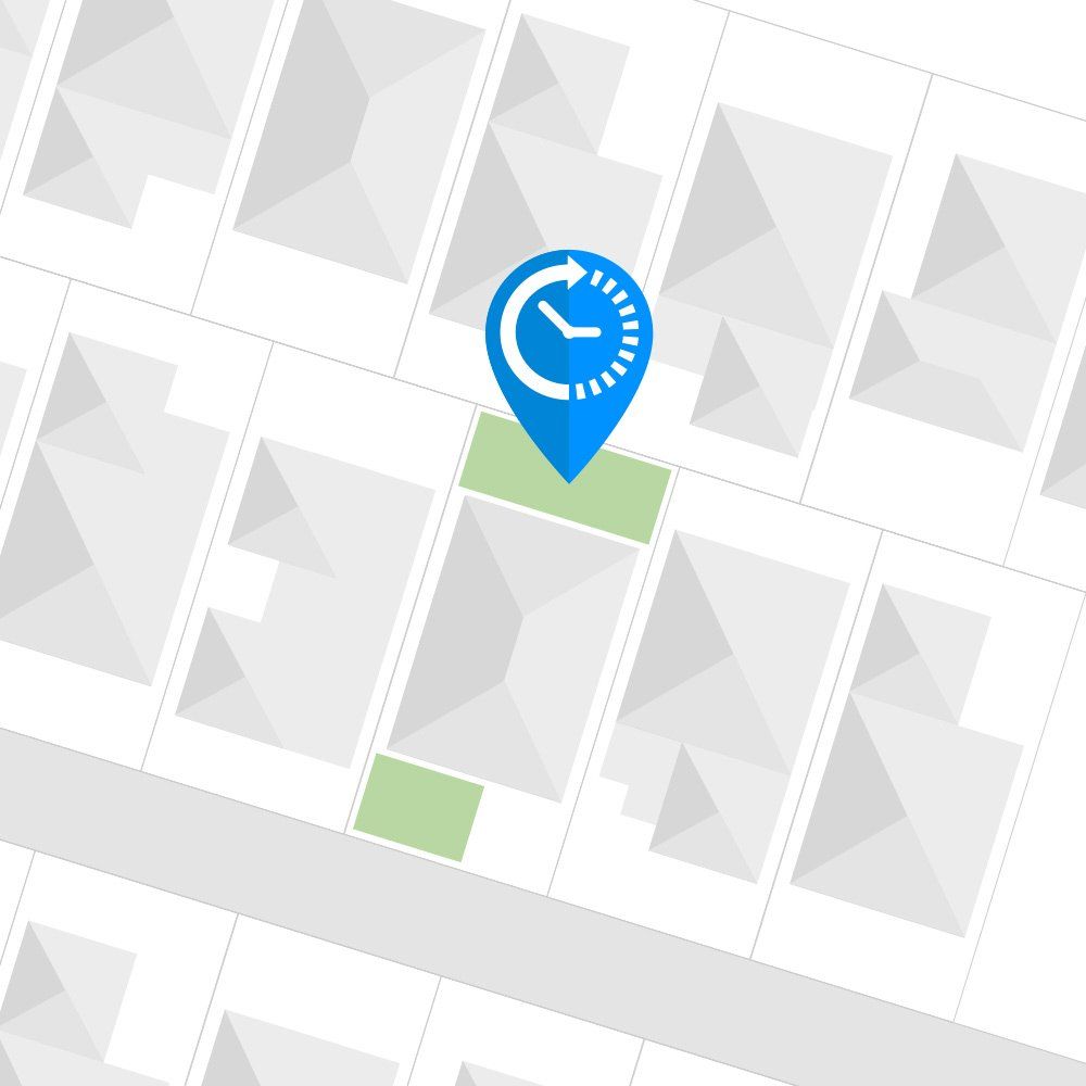 An illustrated graphic of a block of homes