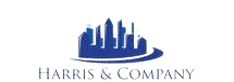The logo for harris & company shows a city skyline.