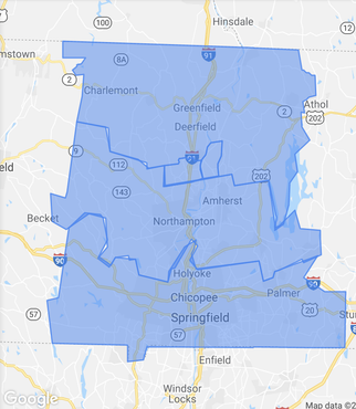 NRB roofing service area map for Western MA