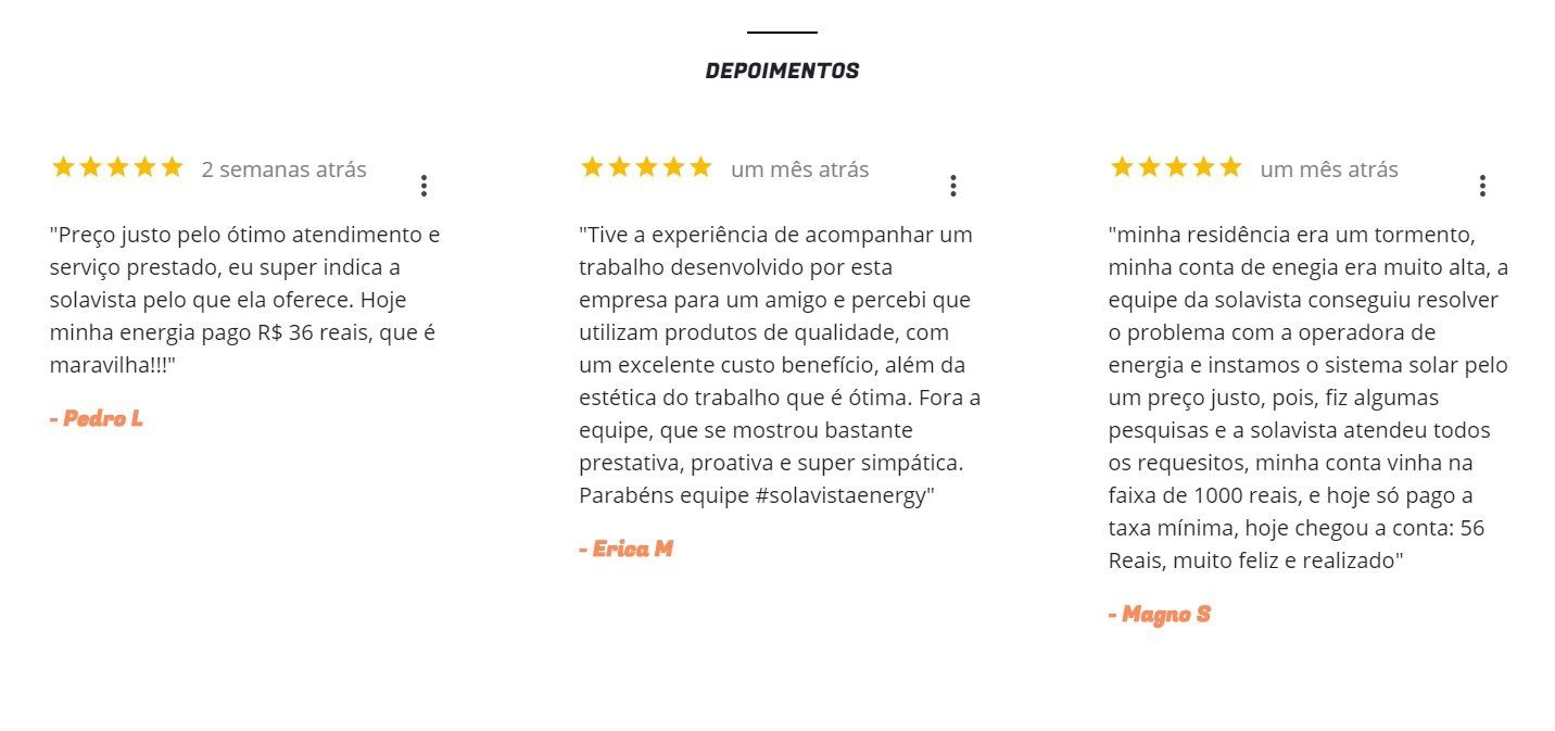 Depoismentos Energia solar em Recife