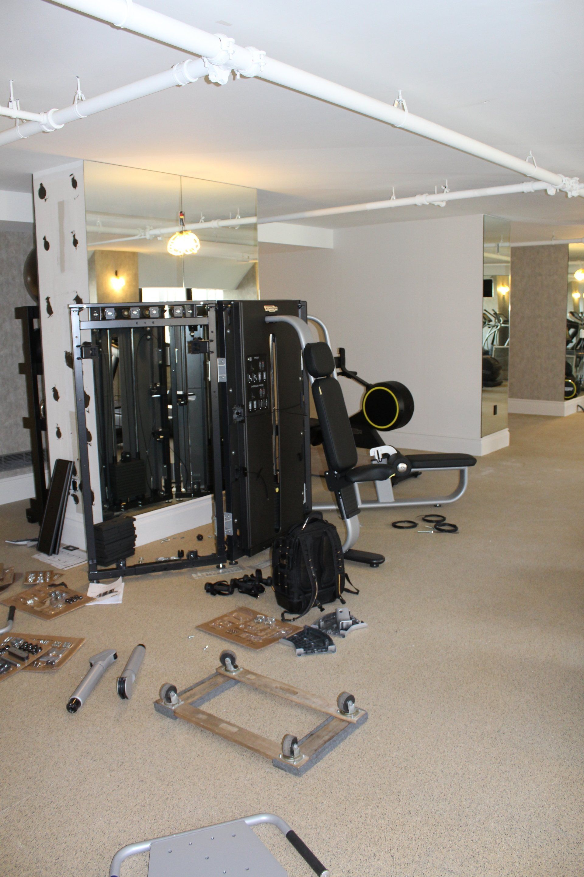 Close-up of weight machine at Lotte New York Palace fitness center.
