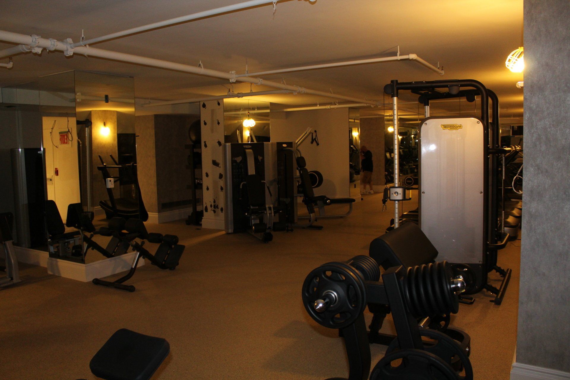 Gym area with treadmills and weight machines at Lotte New York Palace.