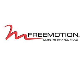 FreeMotion Fitness logo with red script, maker of innovative gym and training equipment.