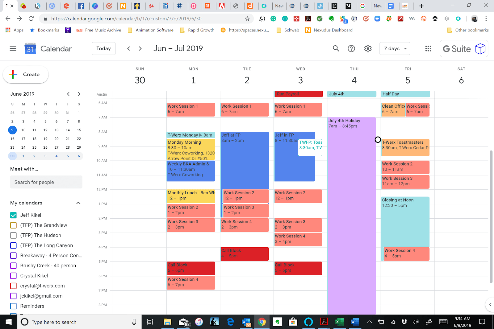 A computer screen with a calendar on it