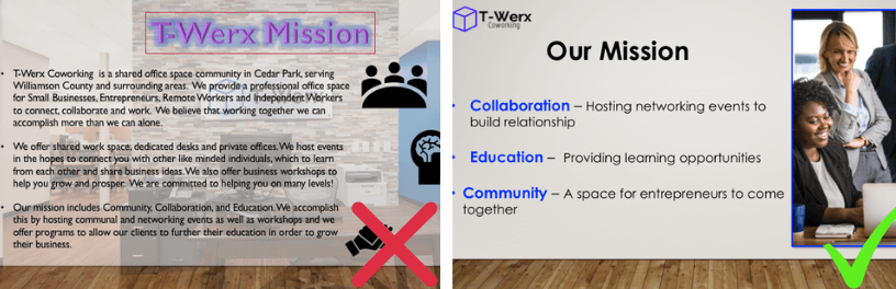 A picture of a t-wert mission and a picture of a t-wert mission