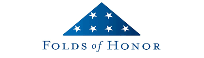 The folds of honor logo has a blue triangle with stars on it
