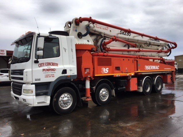 orange concrete truck