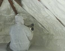roof with open cell spray foam installed
