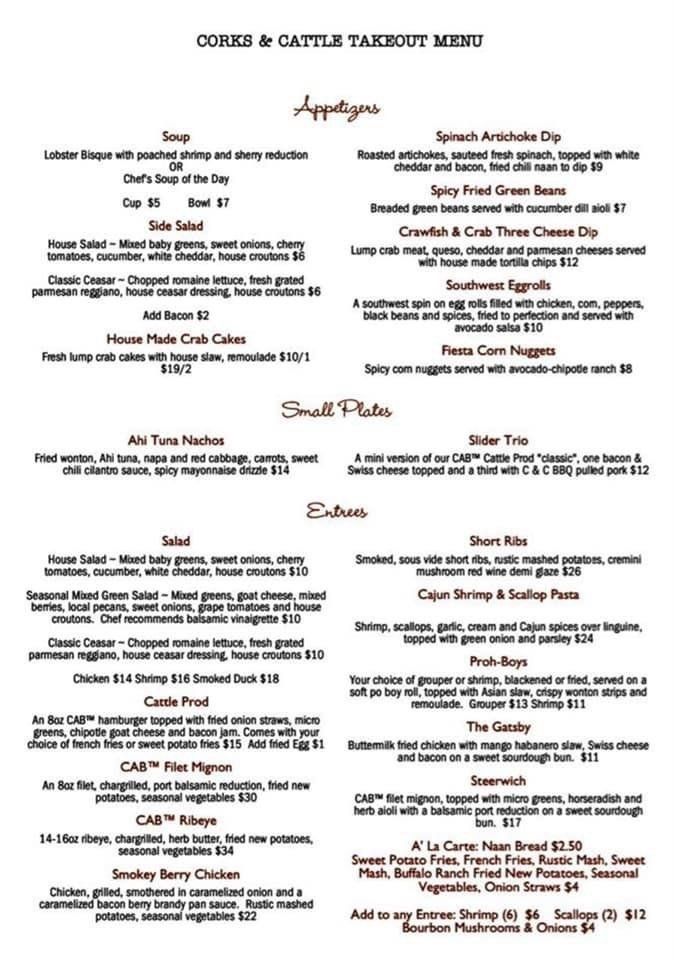 A menu for a restaurant with appetizers on it
