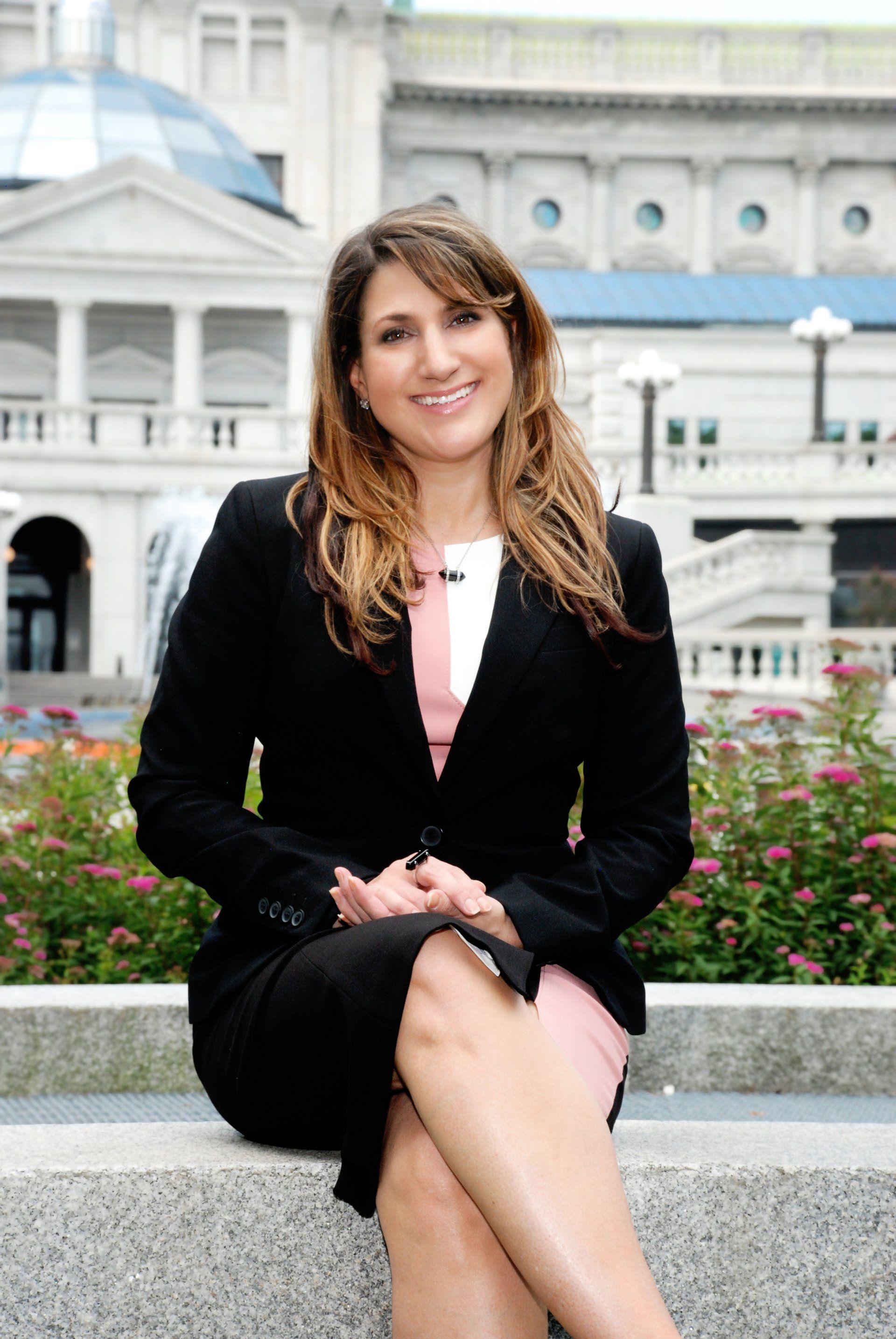 Portrait of Professor Andrea Simonelli at the State Capital in Harrisburg, PA.