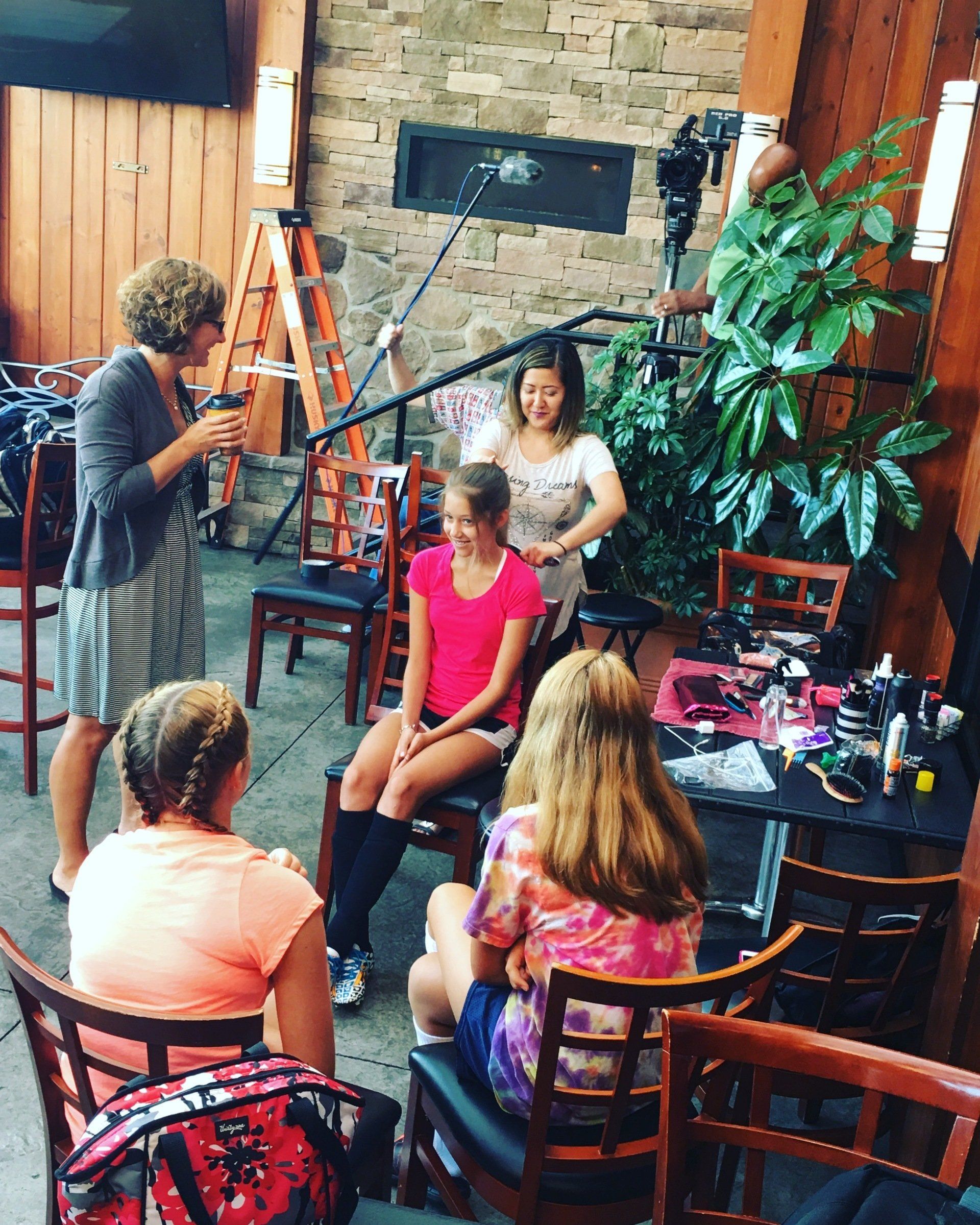Film behind-the-scenes at White Rose Bar & Grill.