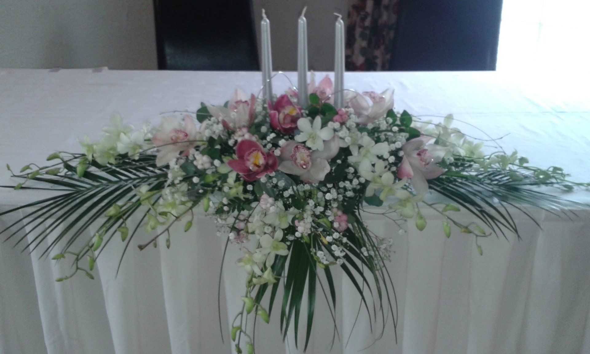 table  decorated with flowers