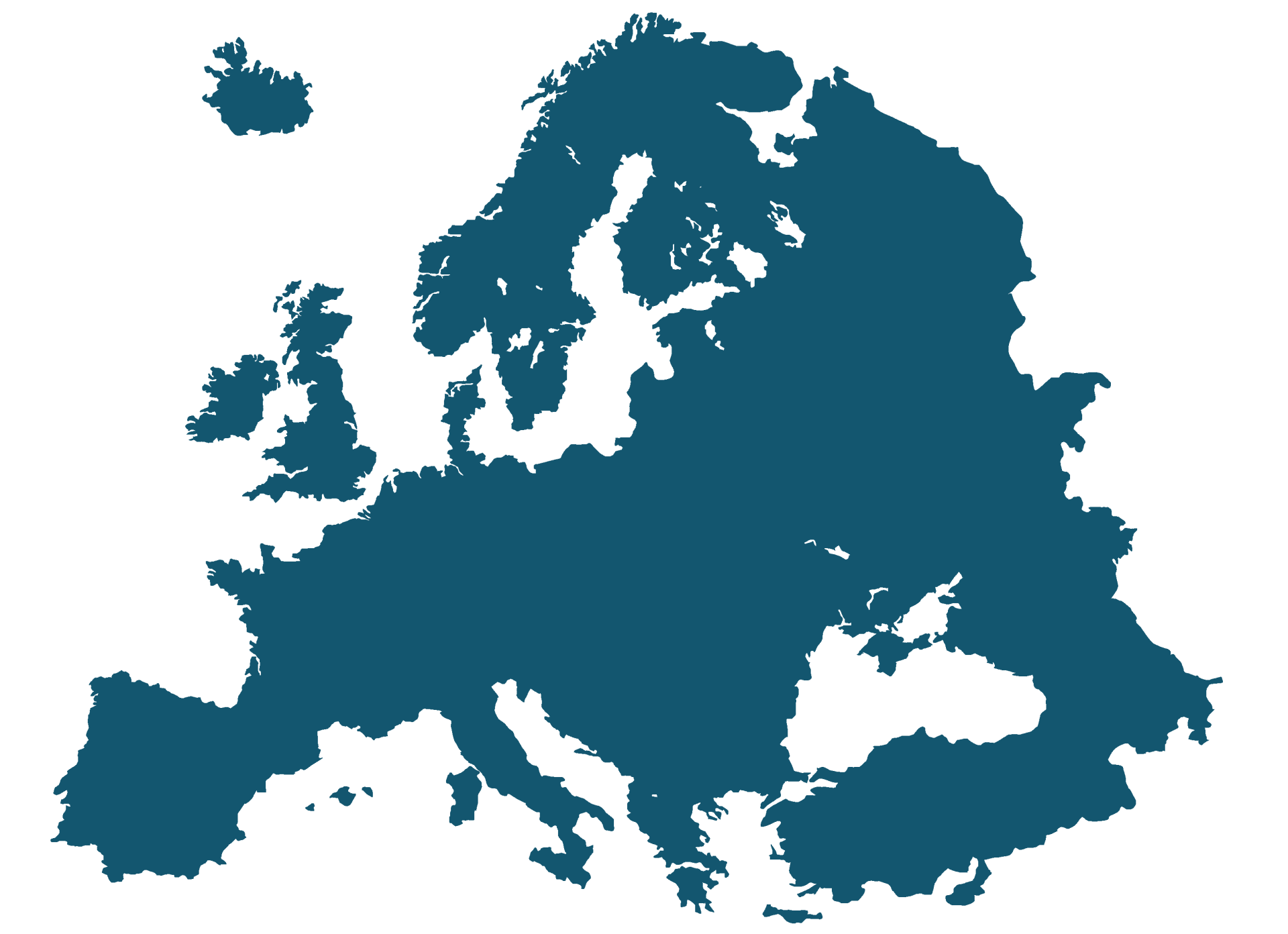 A blue map of europe on a white background