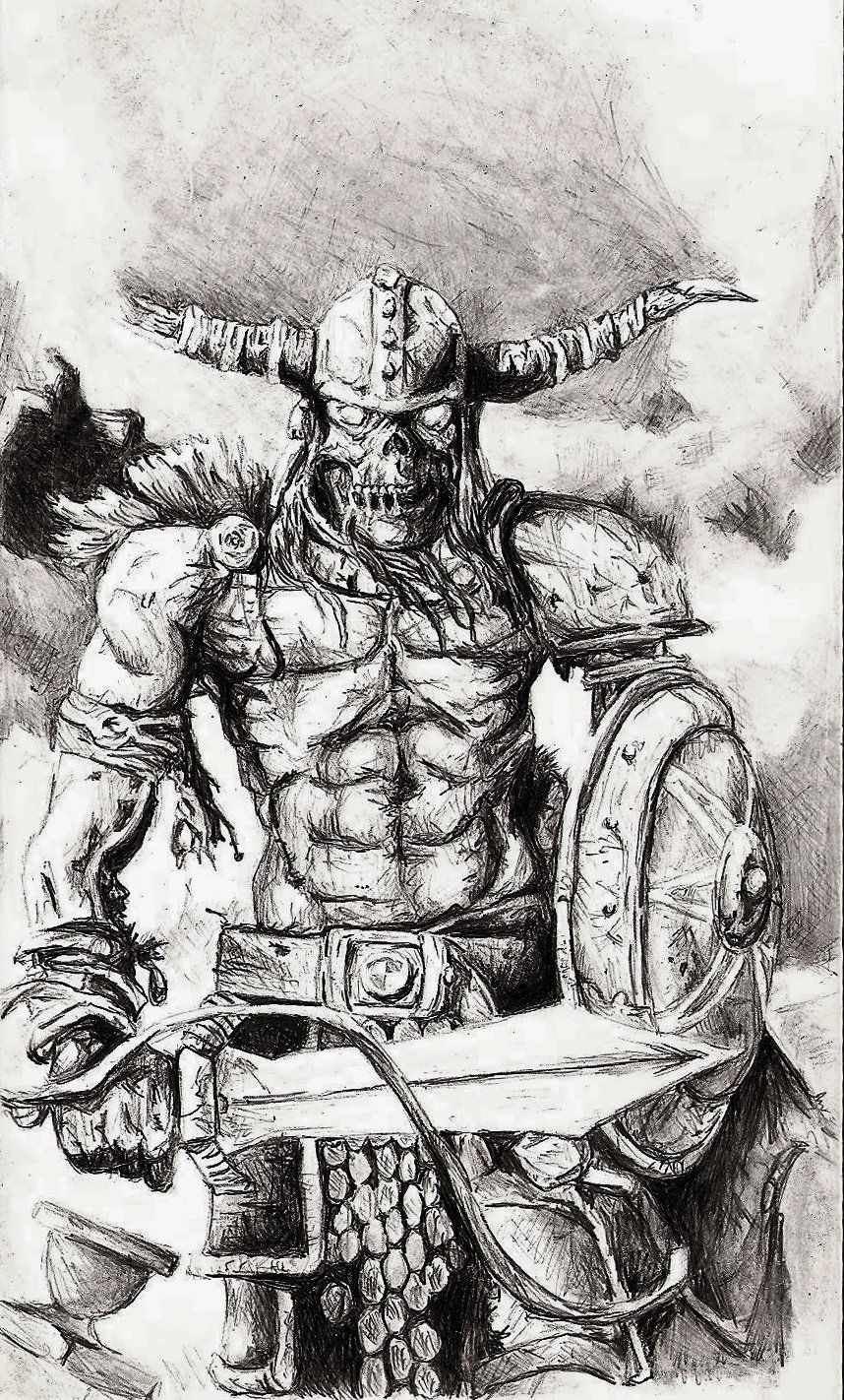 A horned warrior in armor holds a crossbow.