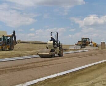 Road roller working on the construction site — construction work in Casper, WY Road roller working on the construction site — construction work in Casper, WY