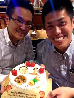 Birthday Party with Cake at Shooters Sports Bar & Grill in Nagoya