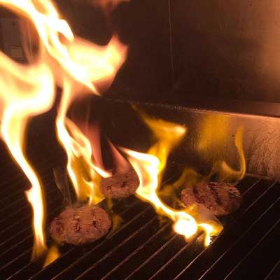 100% beef flame grilled hamburger patties