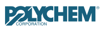 The logo for polychem corporation is blue and white