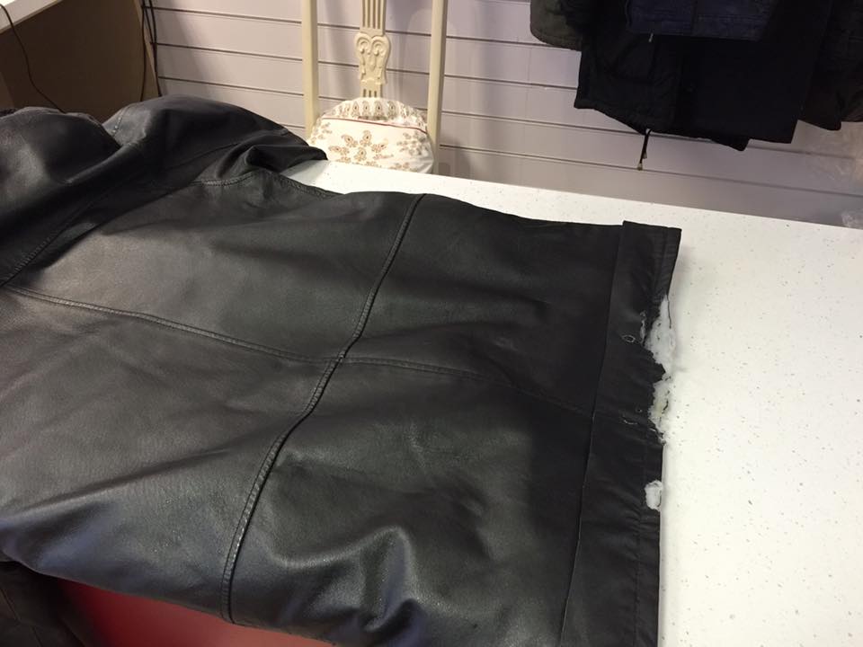 black leather jacket