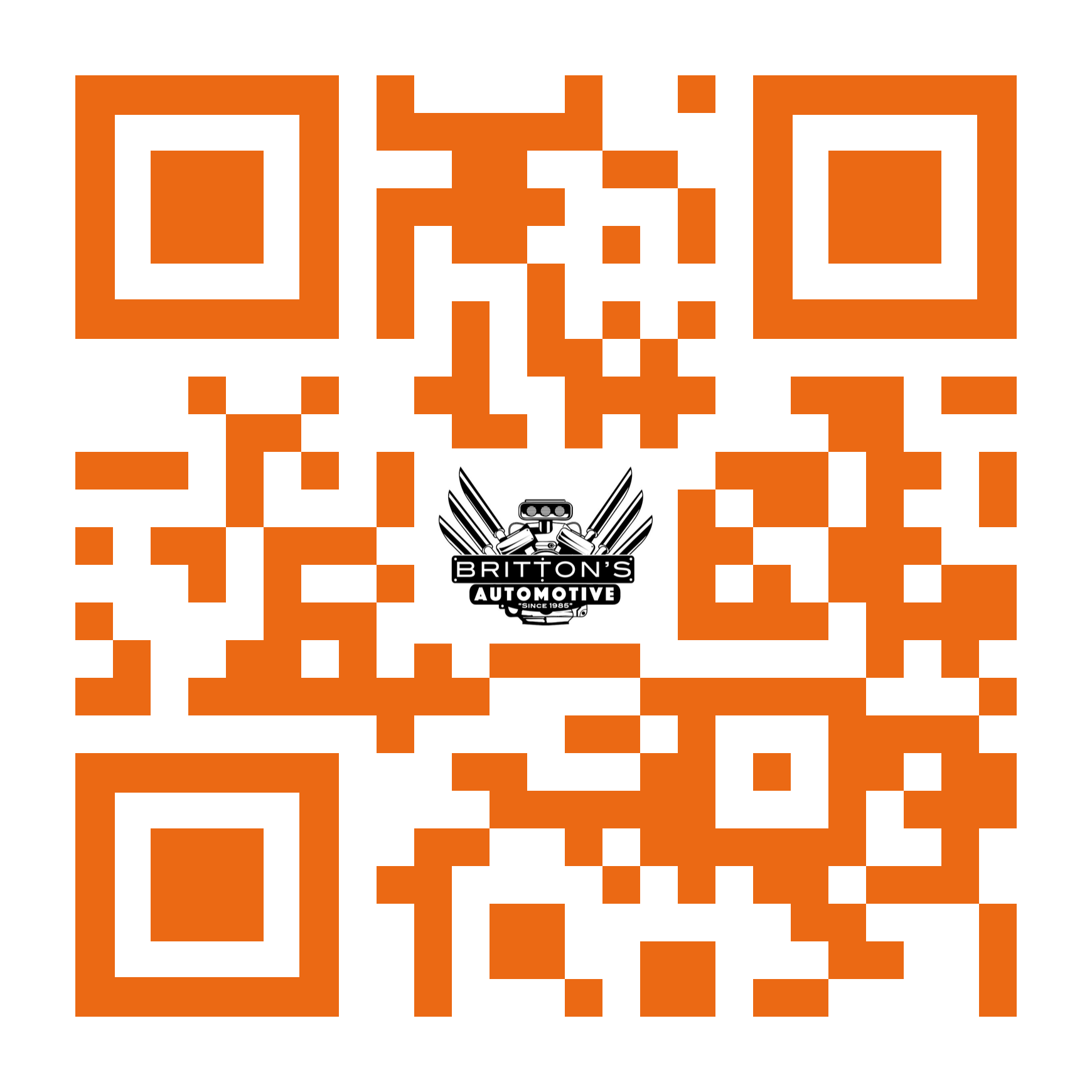 Orange QR code with a centered Hibitson’s Catering logo.