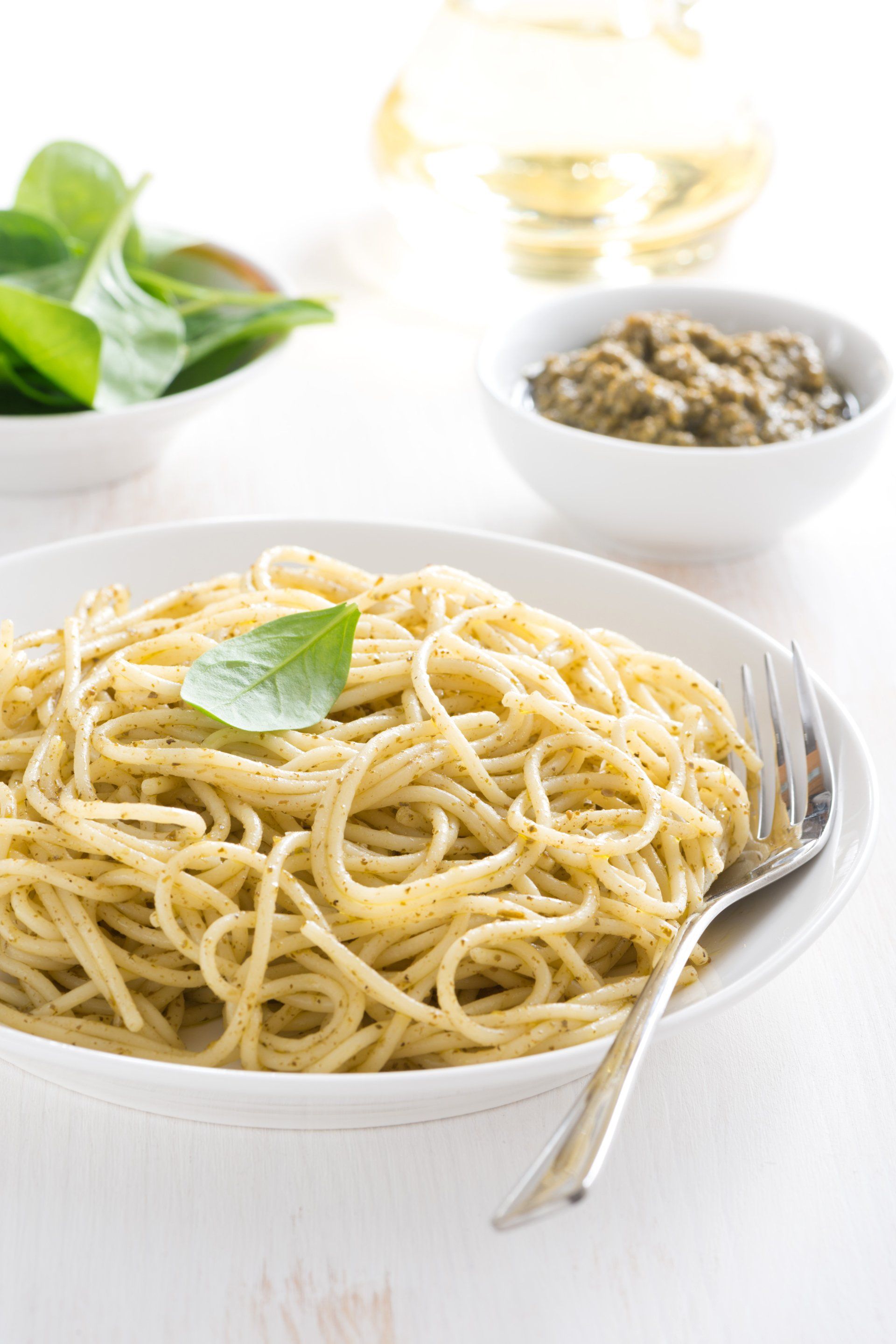 Cooked spaghetti in a bowl
