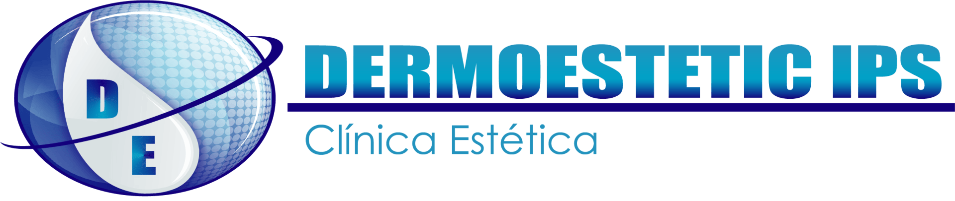 Un logotipo azul y blanco para Dermoesthetic IPS.