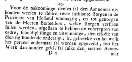 Zwart-wit scan van oude Nederlandse gedrukte tekst in een smalle kolom, zoals in een krant.