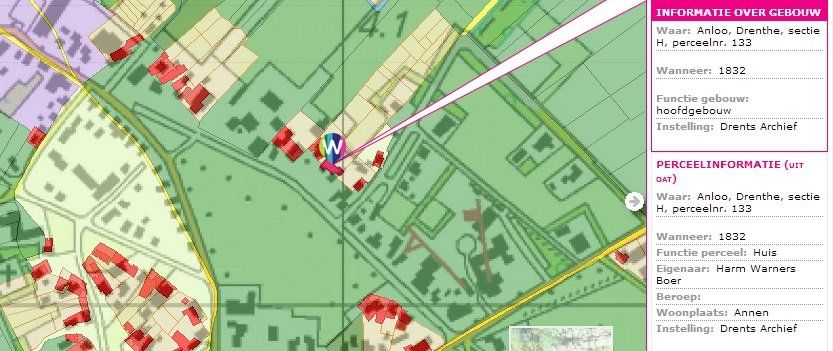 Kaart met groene en rode zones, wegen en een legenda aan de rechterkant.