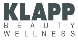 KLAPP Beauty Wellness-Logo in dunkelgrauen Buchstaben.