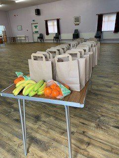 Packed lunches ready for collection at Newton Community Centre Packed lunches ready for collection at Newton Community Centre