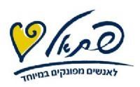 לוגו כחול וצהוב עם לב באמצע.
